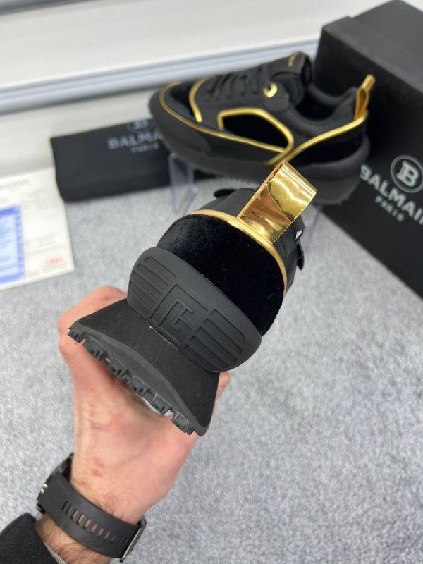 balmain ayakkabi sneakers erkek siyah gold detayli