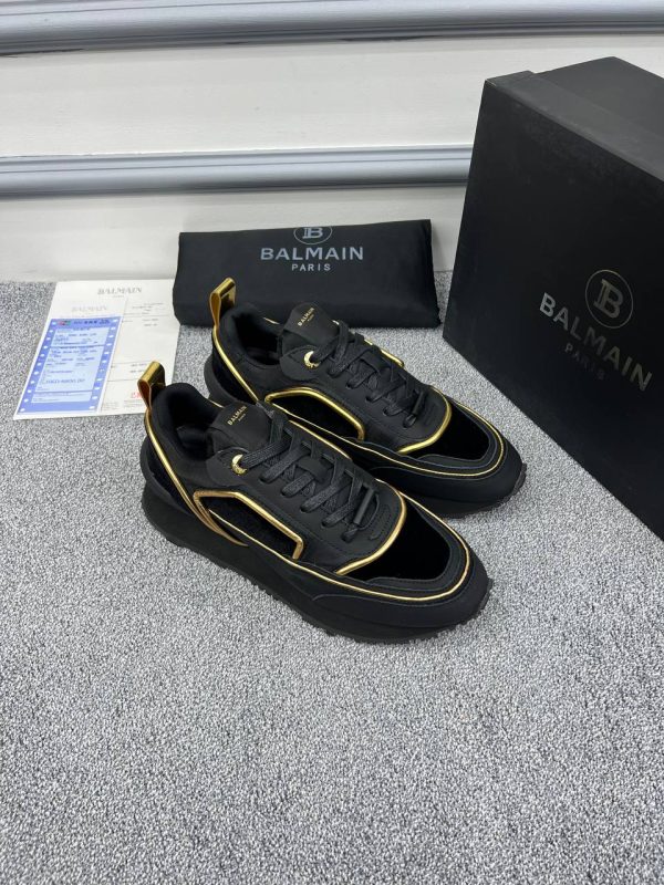 balmain ayakkabi sneakers erkek siyah gold detayli