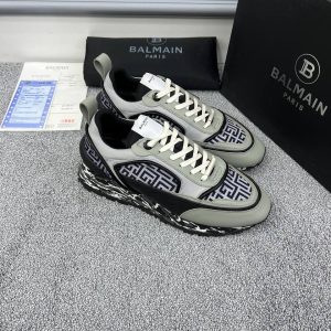 balmain ayakkabi sneakers erkek siyah gri logo detayli