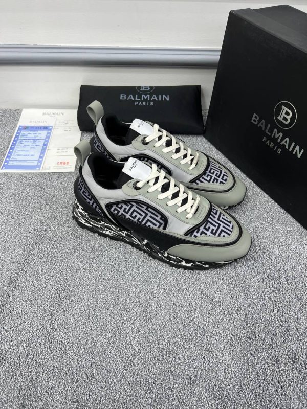 balmain ayakkabi sneakers erkek siyah gri logo detayli