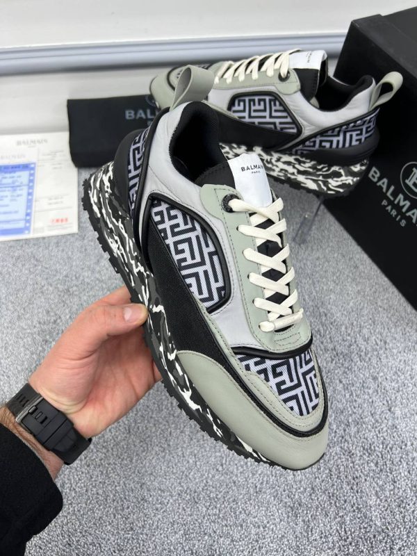 balmain ayakkabi sneakers erkek siyah gri logo detayli