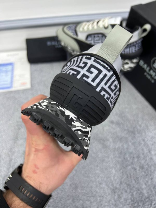 balmain ayakkabi sneakers erkek siyah gri logo detayli