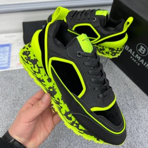 balmain ayakkabi sneakers erkek siyah yesil detayli