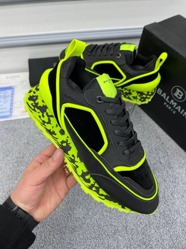 balmain ayakkabi sneakers erkek siyah yesil detayli
