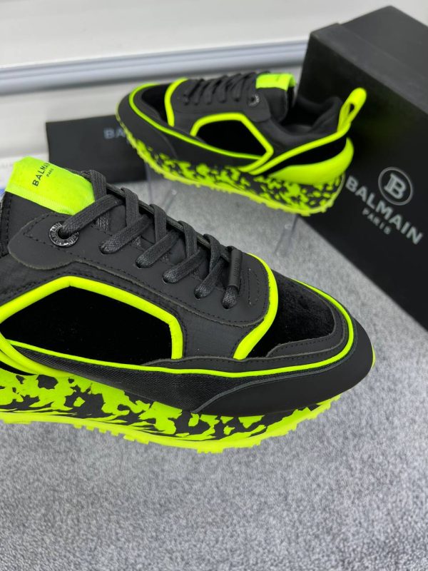 balmain ayakkabi sneakers erkek siyah yesil detayli