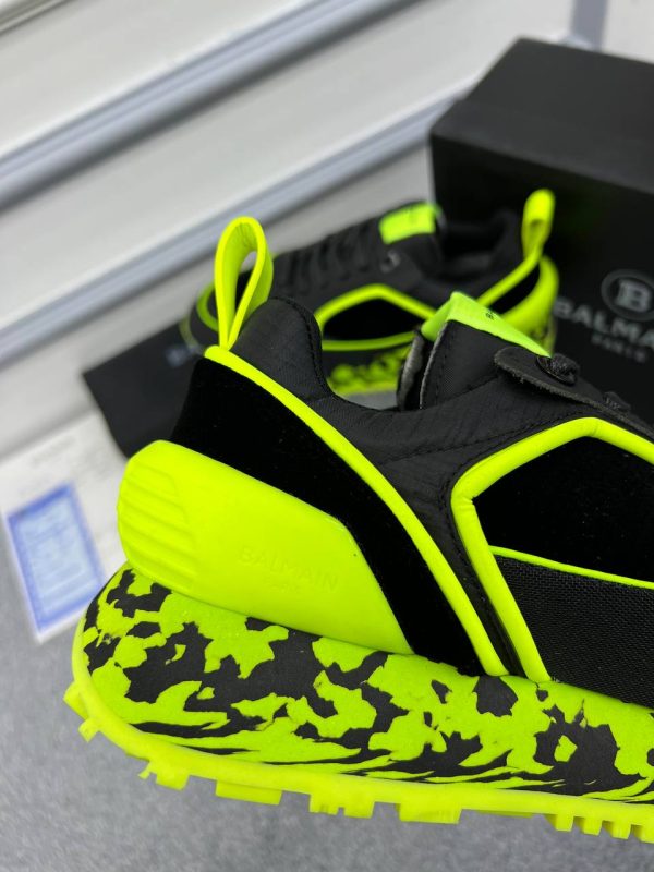 balmain ayakkabi sneakers erkek siyah yesil detayli