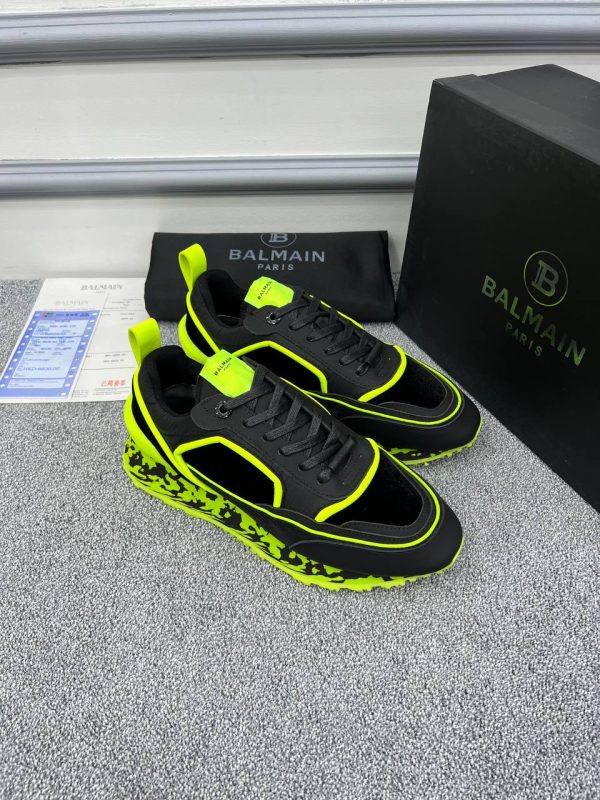 balmain ayakkabi sneakers erkek siyah yesil detayli