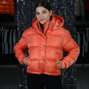 bottega veneta mont turuncu classic arkasi yazili kapusonlu