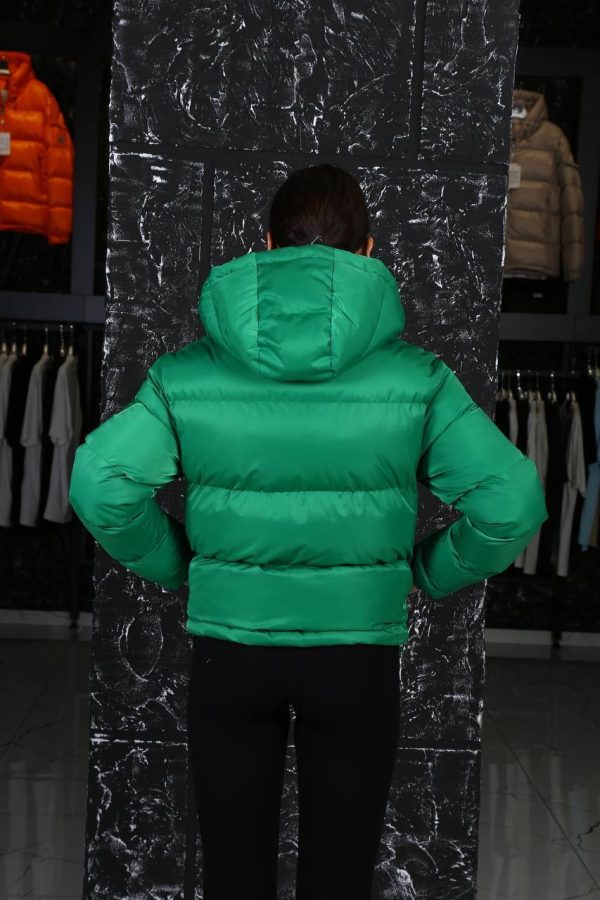bottega veneta mont yesil classic arkasi yazili kapusonlu