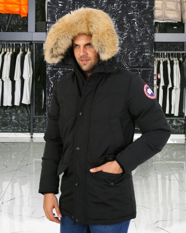 canada goose mont erkek kapusonlu siyah kolu cepli classic