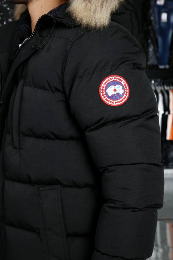 canada goose mont erkek siyah kapusonlu