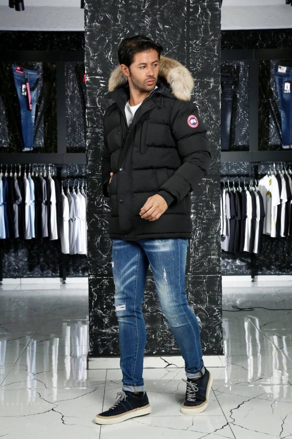 canada goose mont erkek siyah kapusonlu