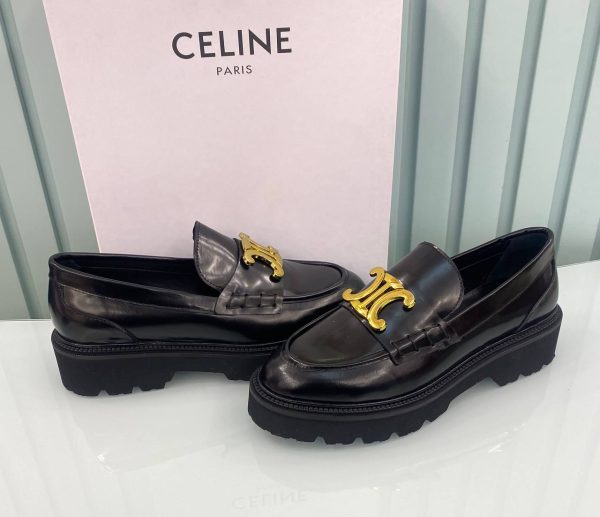 celine ayakkabi loafer siyah gold aksesuarli