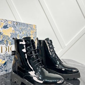 christian dior ayakkabi bot rugan siyah army rebelle boot
