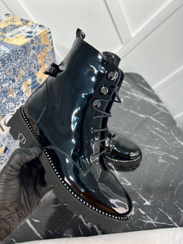 christian dior ayakkabi bot rugan siyah army rebelle boot