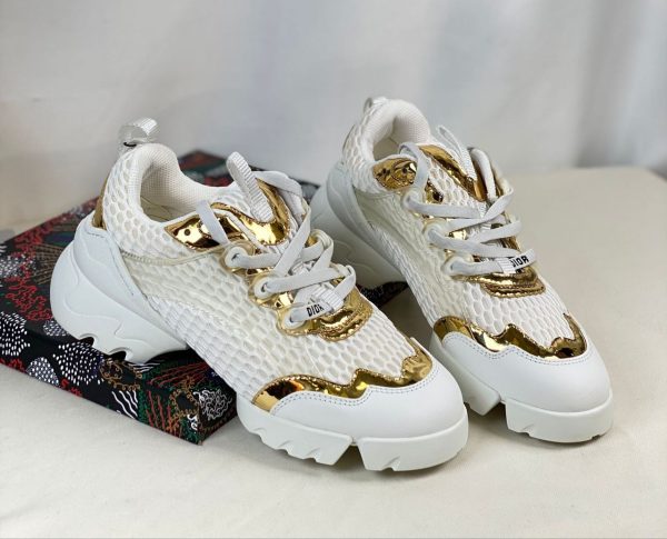 christian dior ayakkabi sneaker d connect beyaz fileli gold