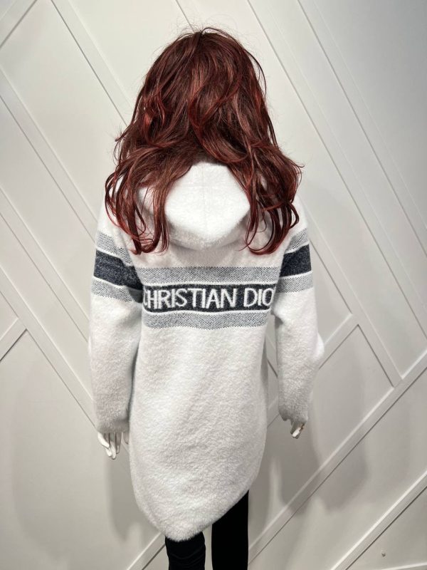christian dior palto yun beyaz logo detayli