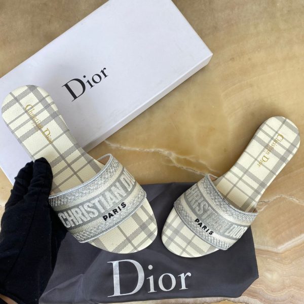 christian dior terlik gri ekose dway slide