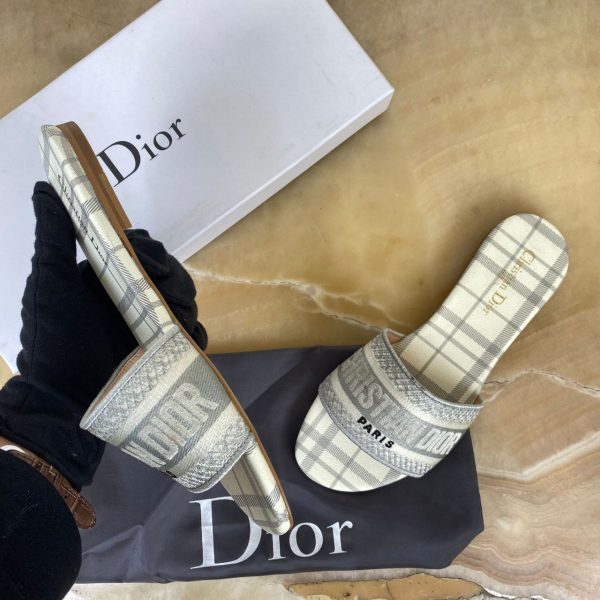 christian dior terlik gri ekose dway slide