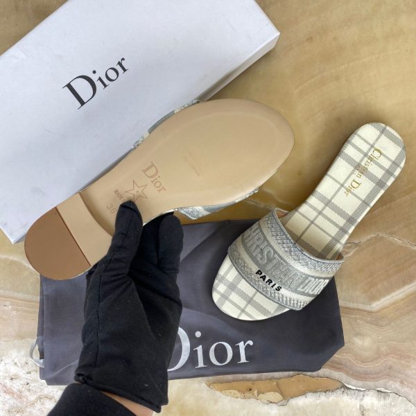 christian dior terlik gri ekose dway slide