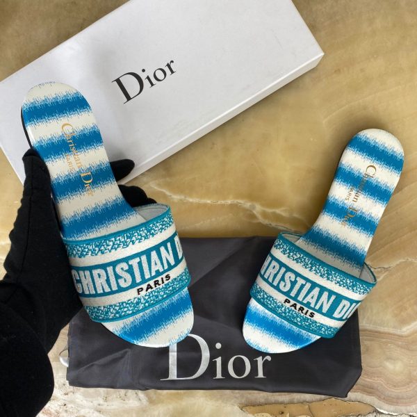 christian dior terlik mavi beyaz ekose dway slide