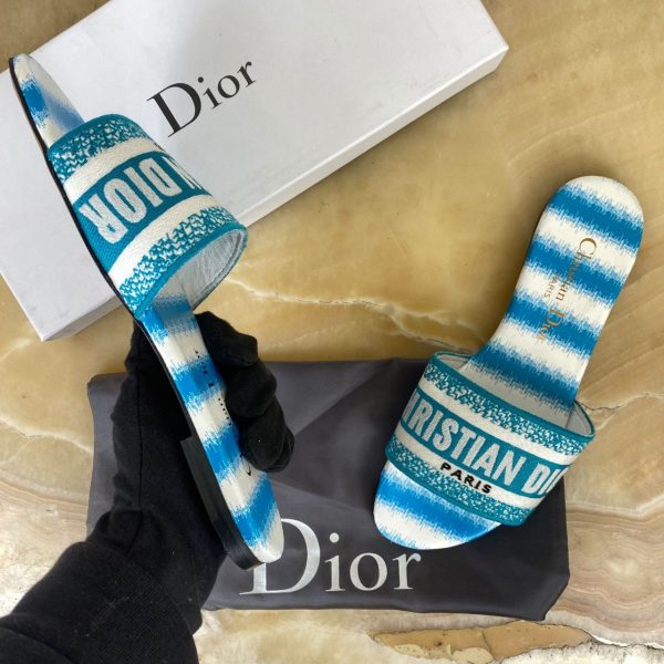 christian dior terlik mavi beyaz ekose dway slide