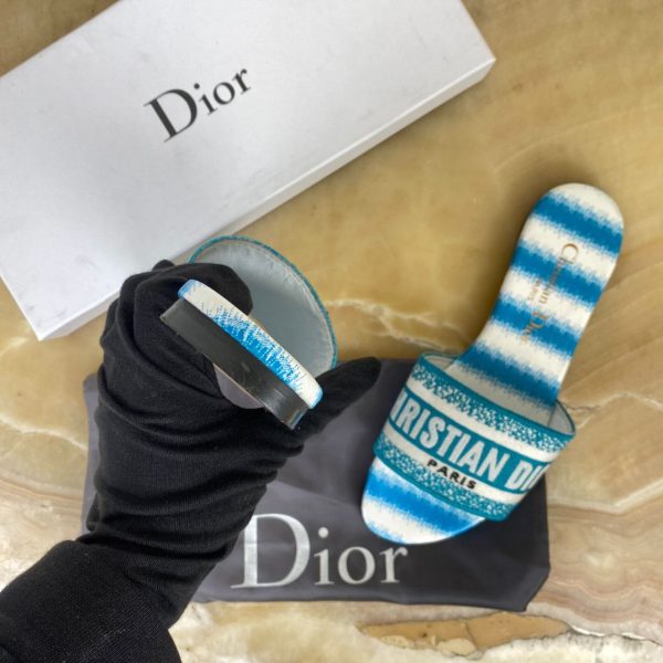 christian dior terlik mavi beyaz ekose dway slide