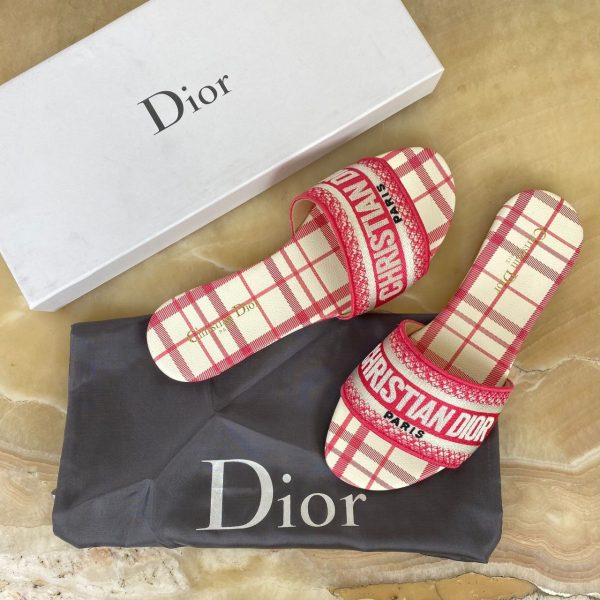 christian dior terlik pembe ekose dway slide