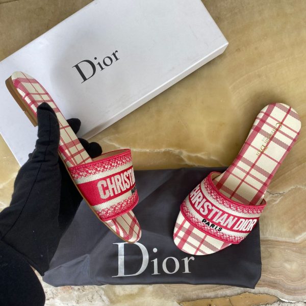 christian dior terlik pembe ekose dway slide