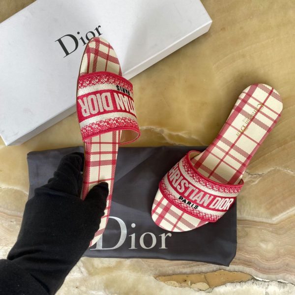 christian dior terlik pembe ekose dway slide
