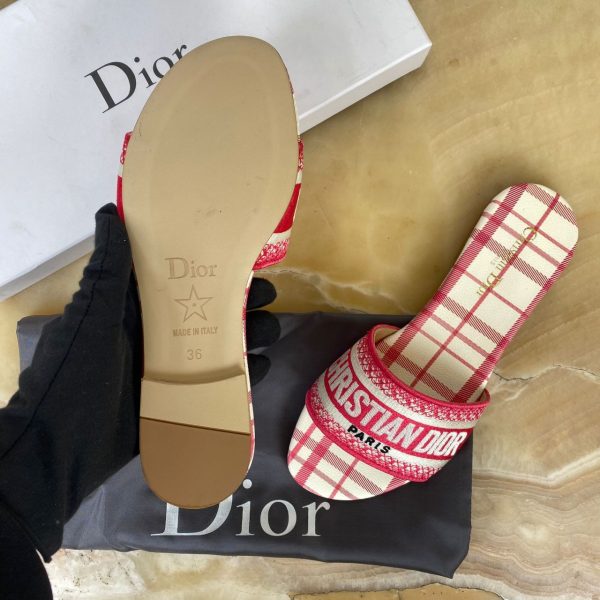 christian dior terlik pembe ekose dway slide