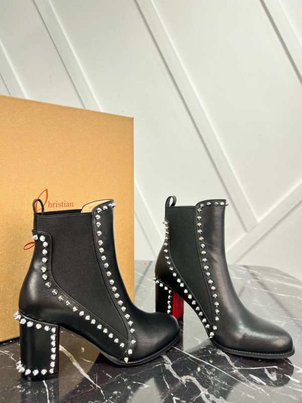 christian louboutin ayakkabi bot ankle boot siyah 8 cm