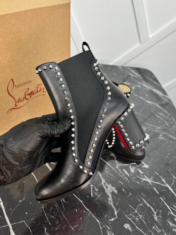 christian louboutin ayakkabi bot ankle boot siyah 8 cm