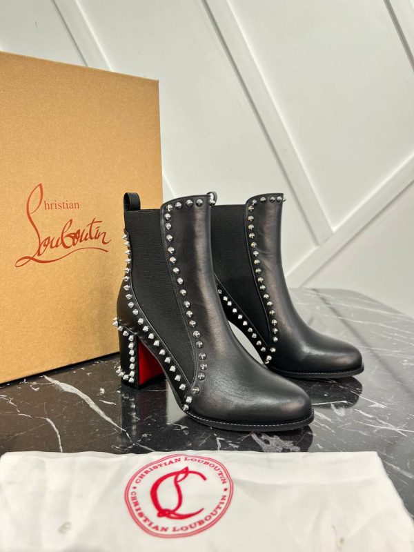 christian louboutin ayakkabi bot ankle boot siyah 8 cm