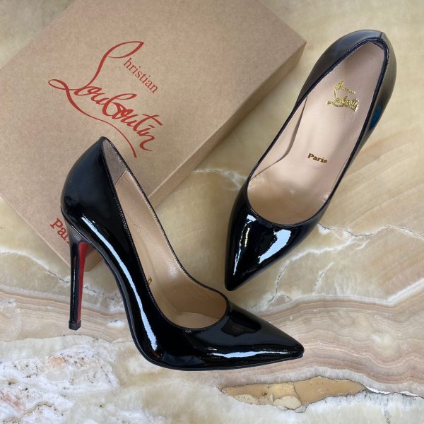 christian louboutin ayakkabi siyah rugan topuk 12 cm