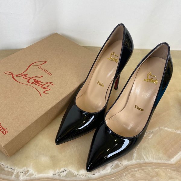 christian louboutin ayakkabi siyah rugan topuk 12 cm