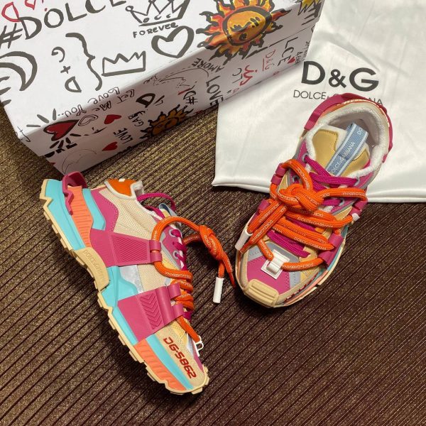 dolce gabbana ayakkabi pembe camel mavi sneaker kalin taban yeni sezon