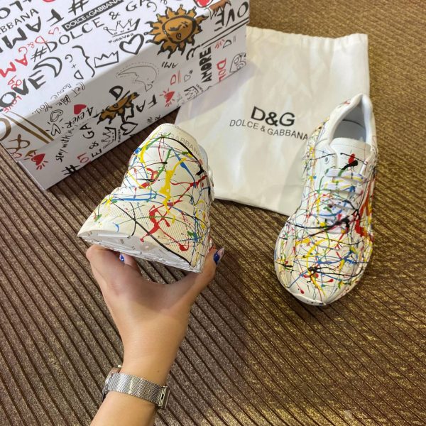 dolce gabbana ayakkabi sneaker beyaz renkli logo desenli