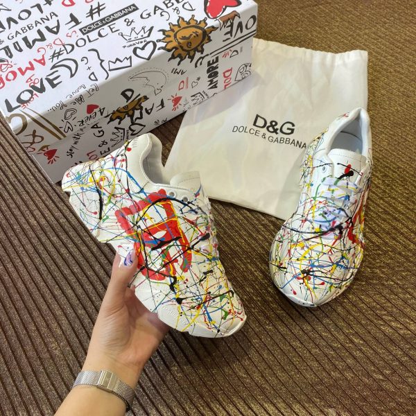 dolce gabbana ayakkabi sneaker beyaz renkli logo desenli