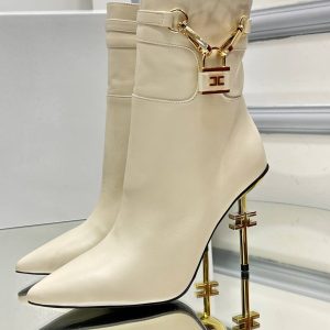 elisabetta franchi bot topuklu krem 10 cm topuk