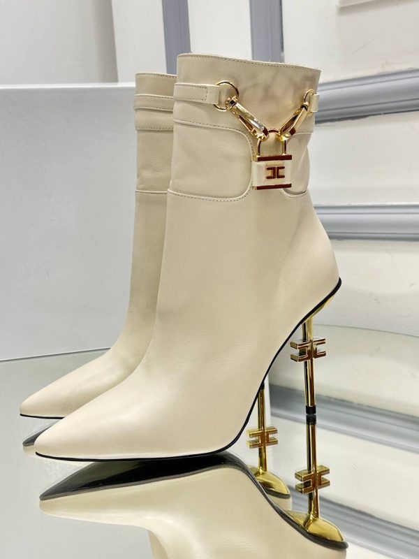 elisabetta franchi bot topuklu krem 10 cm topuk