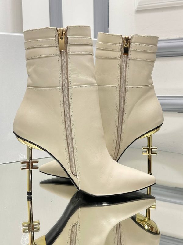 elisabetta franchi bot topuklu krem 10 cm topuk