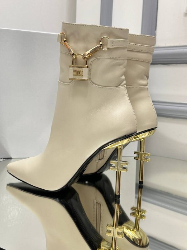 elisabetta franchi bot topuklu krem 10 cm topuk