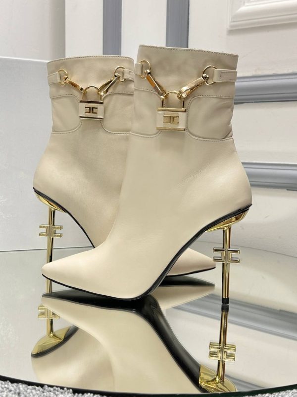 elisabetta franchi bot topuklu krem 10 cm topuk