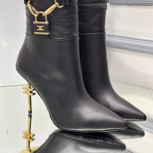 elisabetta franchi bot topuklu siyah 10 cm topuk
