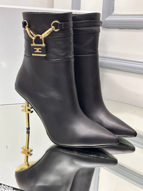 elisabetta franchi bot topuklu siyah 10 cm topuk