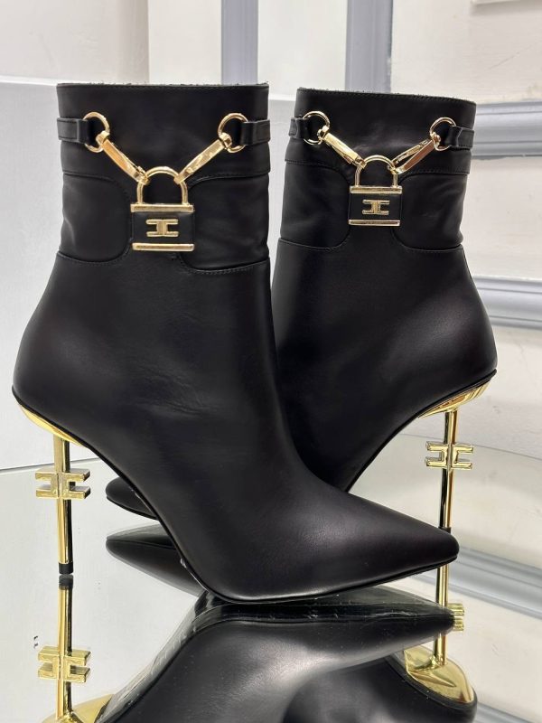 elisabetta franchi bot topuklu siyah 10 cm topuk