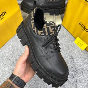 fendi ayakkabi erkek classic siyah logo detayi kahve