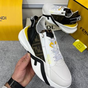 fendi ayakkabi sneakers erkek beyaz logosu kahve detayli