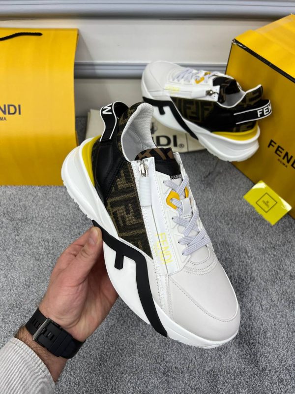 fendi ayakkabi sneakers erkek beyaz logosu kahve detayli